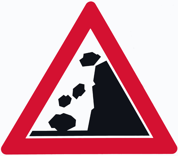 rockfall traffic sign isolated