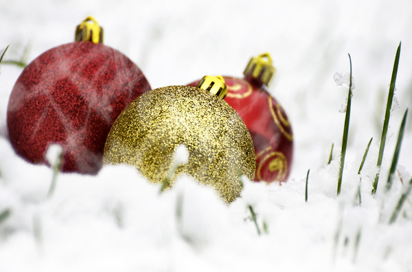 Baubles in snow