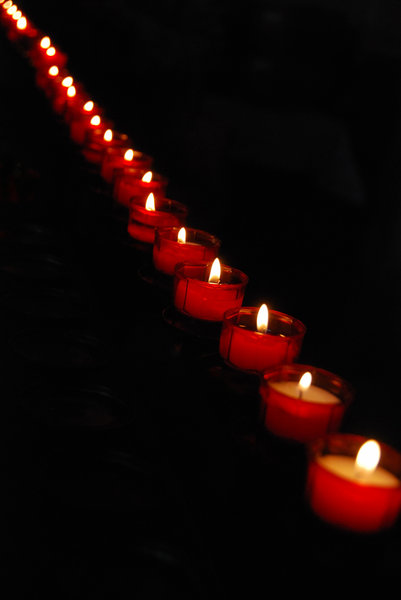 Prey candles in the church