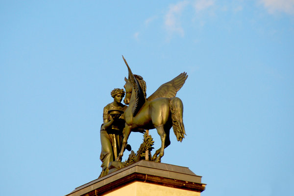 Statue of maid with pegasus