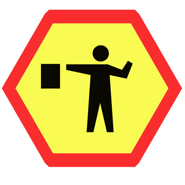 Hexagonal warning sign 3