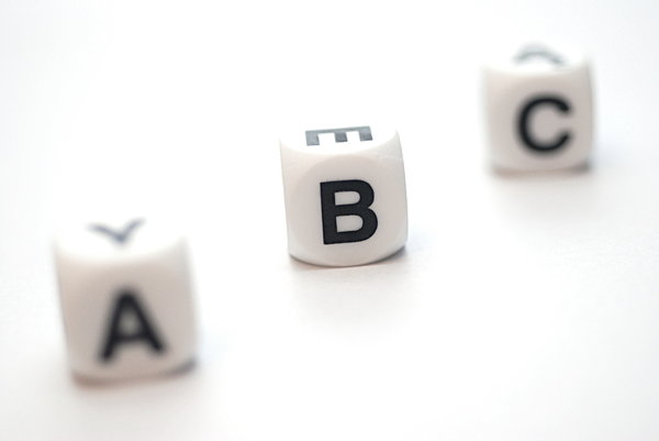 Letter B between others