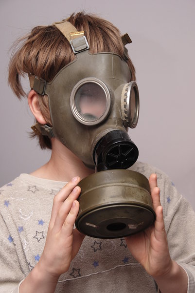 Boy in the soviet gas mask  4
