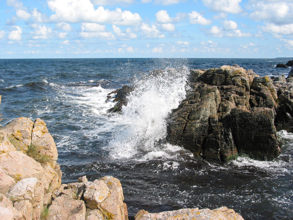 Rocky Coast hit by Waves