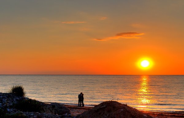 Couple in sunset - HDR