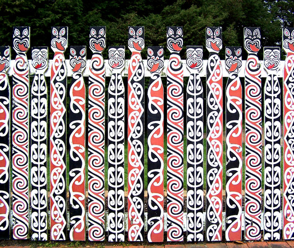 fence, painted Maori style