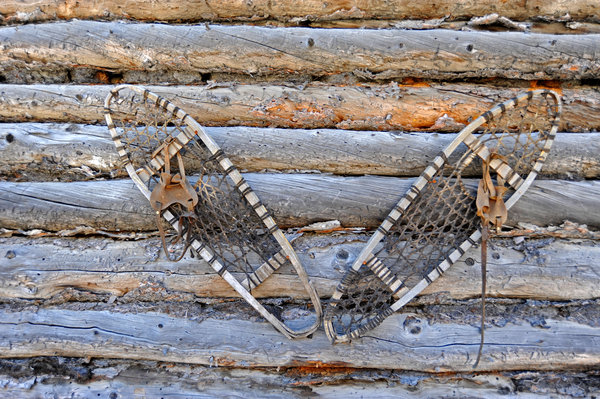 Snowshoes on Cabin