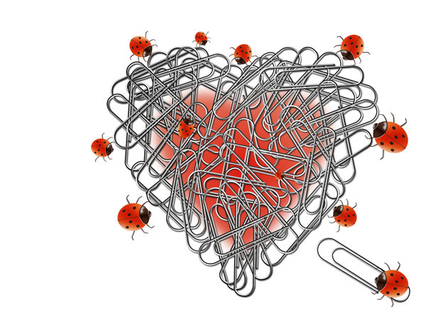 Heart, paperclips and ladybugs