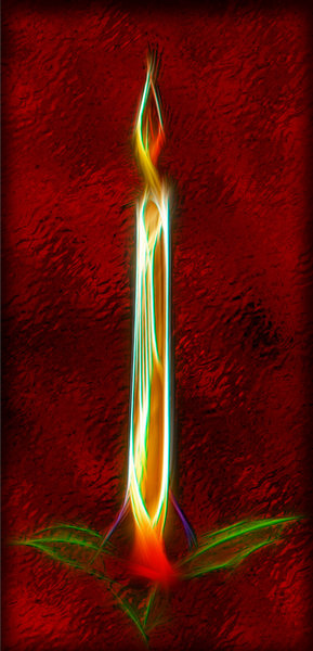 Candle on red foil