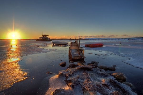 Ships in icy water - HDR