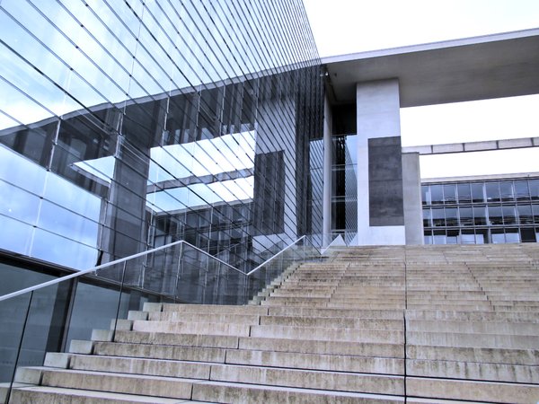 glass architecture and stairs