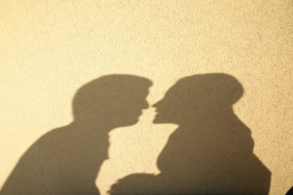 shadow of bridal pair
