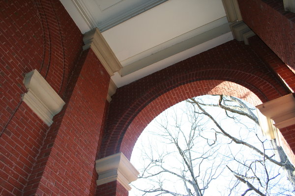 Brick hallway college campus
