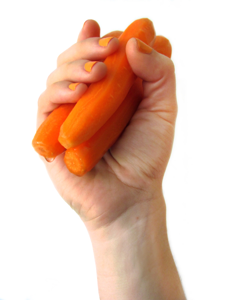 hand holding carrots