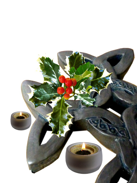 Celtic Cross with holly