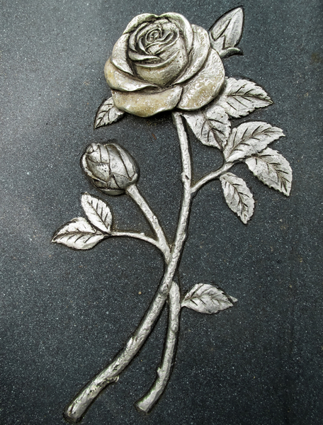 silver rose on marble
