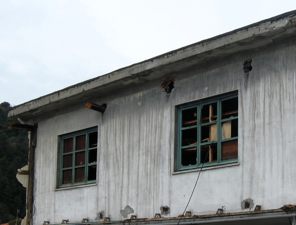 facade of an abandoned buildin