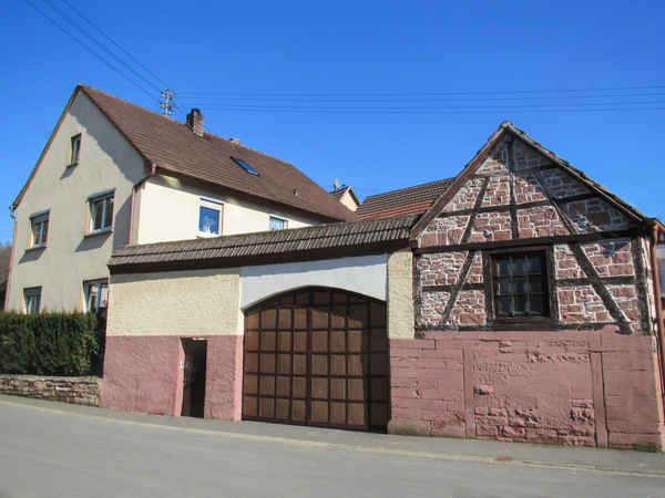half-timbered brick house