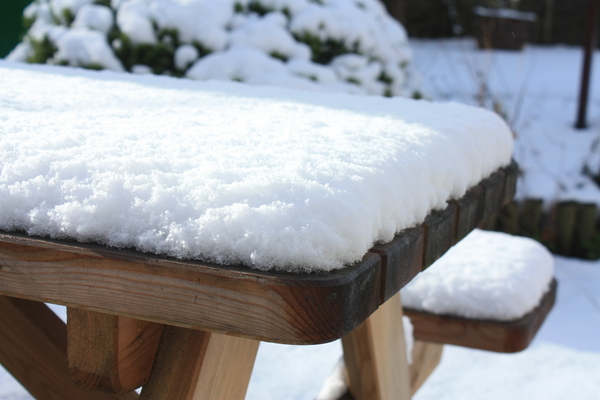Snowy picnic table