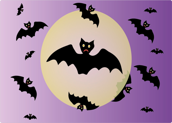 Halloween bats and moon