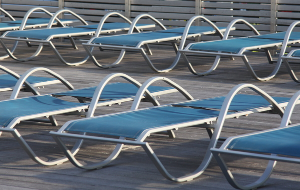 Loungers in rows