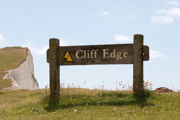 Cliff edge warning sign