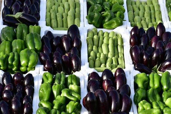 green peppers, eggplant,