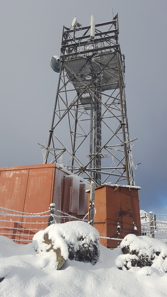 Wintry transmitter mast
