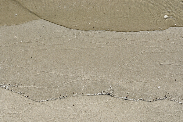 Sand close up on sandy beach: Sand and sea wave close up. simple minimal image o the beach