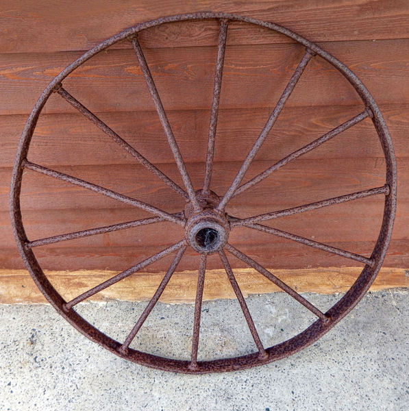 rusty wagon wheel