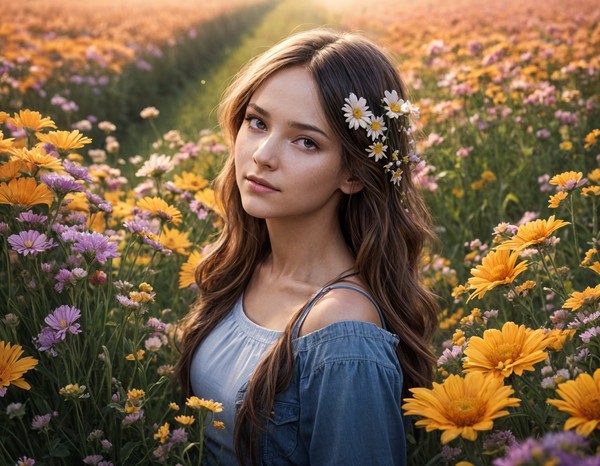 jonge vrouw en bloemen