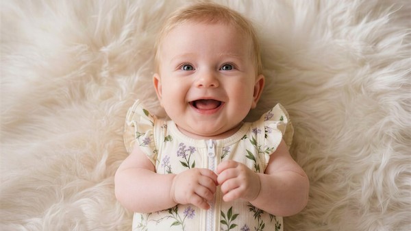 lächelndes, glückliches Baby 4: 