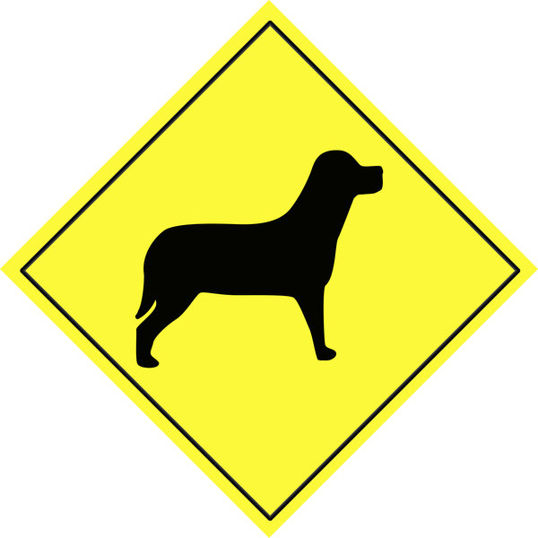 Animal warning sign 3: Dog shape