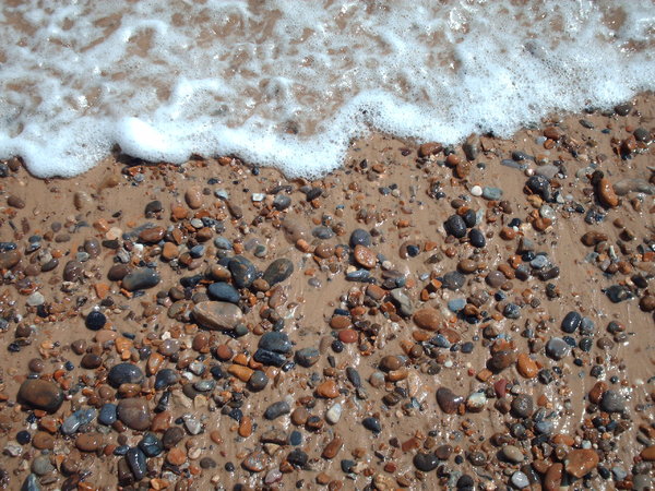 Pebble beach 1: View of Dunwich beach, Suffolk