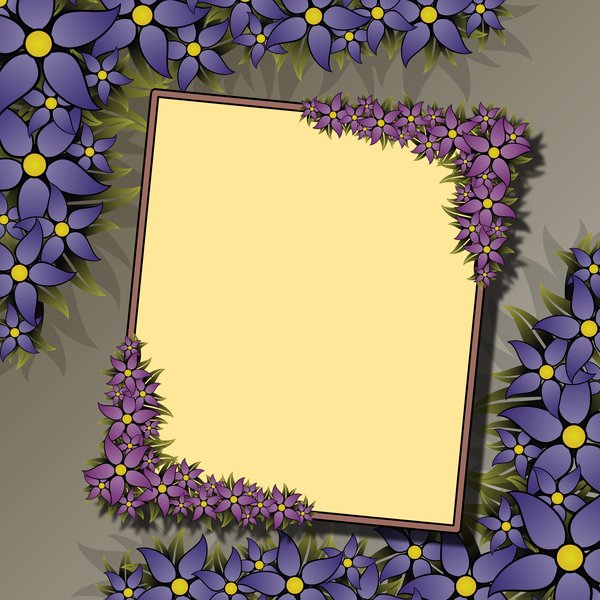 Floral Frame 3: rectangular frame with blue flowers in the high-resolution