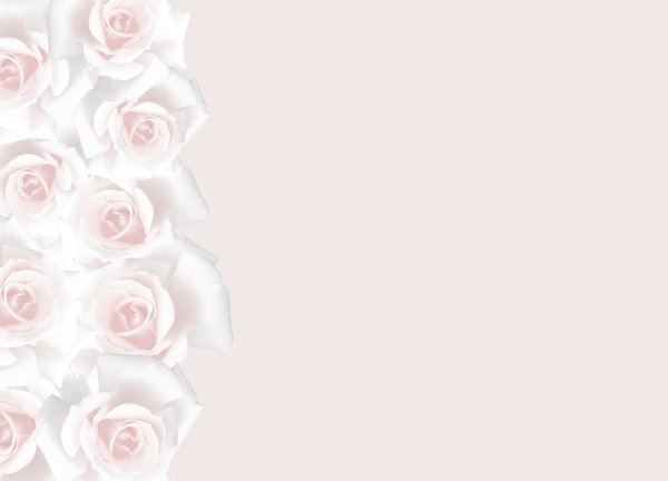 Floral Border 31: Floral border of pink and white roses on blank page. Lots of copyspace.