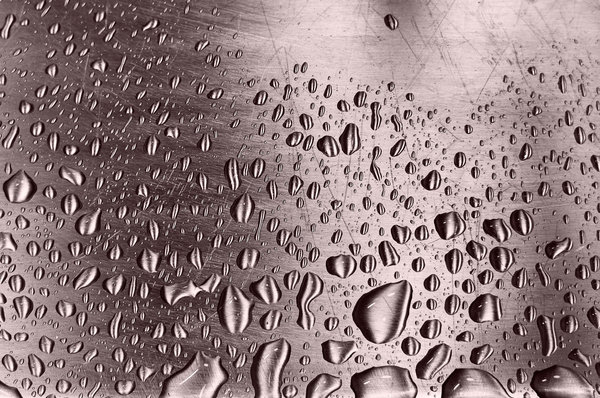 Water drops: Water drops in a stainless steel sink.