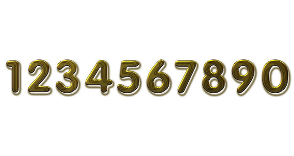Golden numbers on white