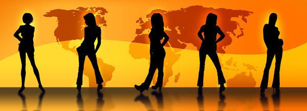 World Wide Models 2: P.S.CHECK MY COMPLETE GALLERY FOR MORE CREATIVE AND ASSORTED IMAGESFashion portrayal of model silhouettes against a world map in Orange Color tone if you like it please comment if you don't like it make sure you comment :)ThanksBarun