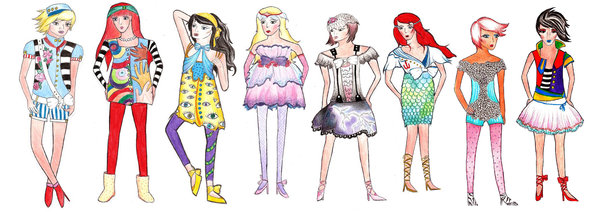 Fashion Show: visit my site ozaidesigns.com for more of my free illustrations!Some models and fashion sketches. **If you download this for online use, please send me a link!!