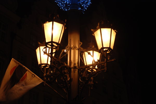 lanterns: city at night, night, buildings, lighting, street lamps, ornaments, decorated, decorations, lanterns, lights, city, lighthouse, Wroclaw, market, façade, ornamental