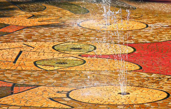 decorated pavement fountains