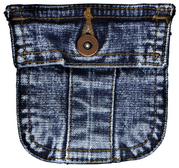 Jeans Pocket: An isolated denim pocket.