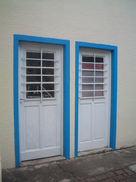 Blue and white doors