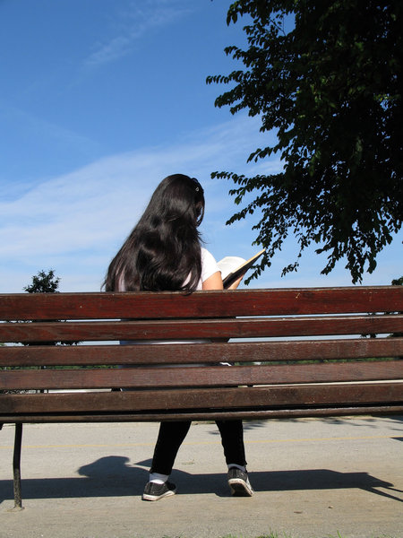 reading outdoors