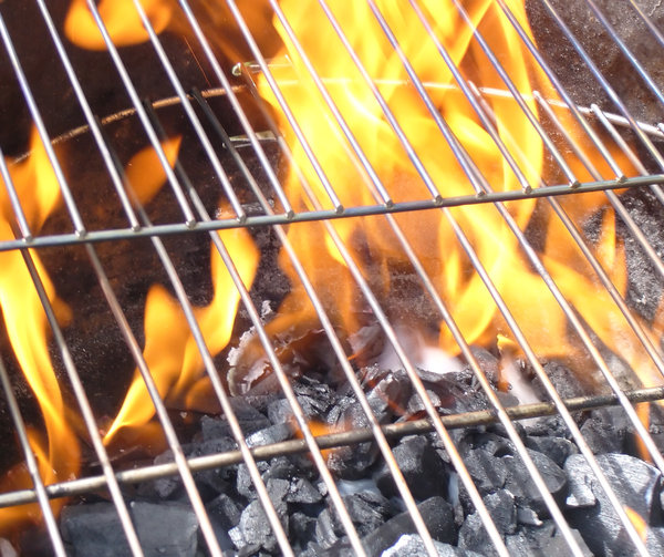 soon b cookin: BBQ charcoals heating up