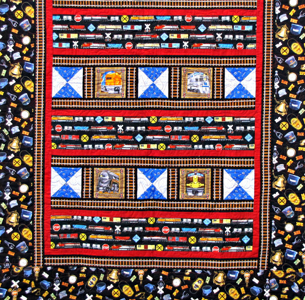 railways themed quilt