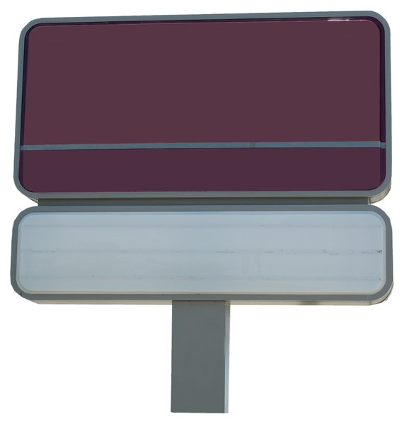 3 panel rectangular, 1 post: free-standing sign used to convey advertising and information.