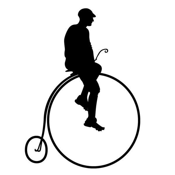 man riding a penny farthing