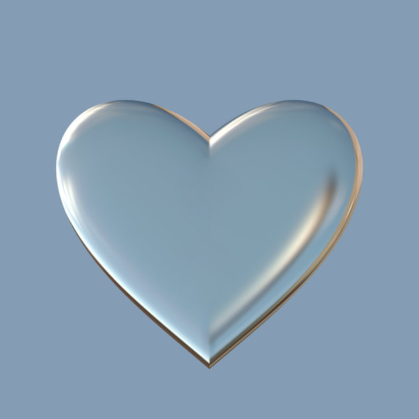Heart A: A basic 3D glass or metallic heart suitable for a texture, background, backdrop or fill, a birthday card or wrapping, anniversary, wedding, or valentine.